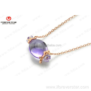 Natural Amethyst 14K Simple Gold Necklace Designs